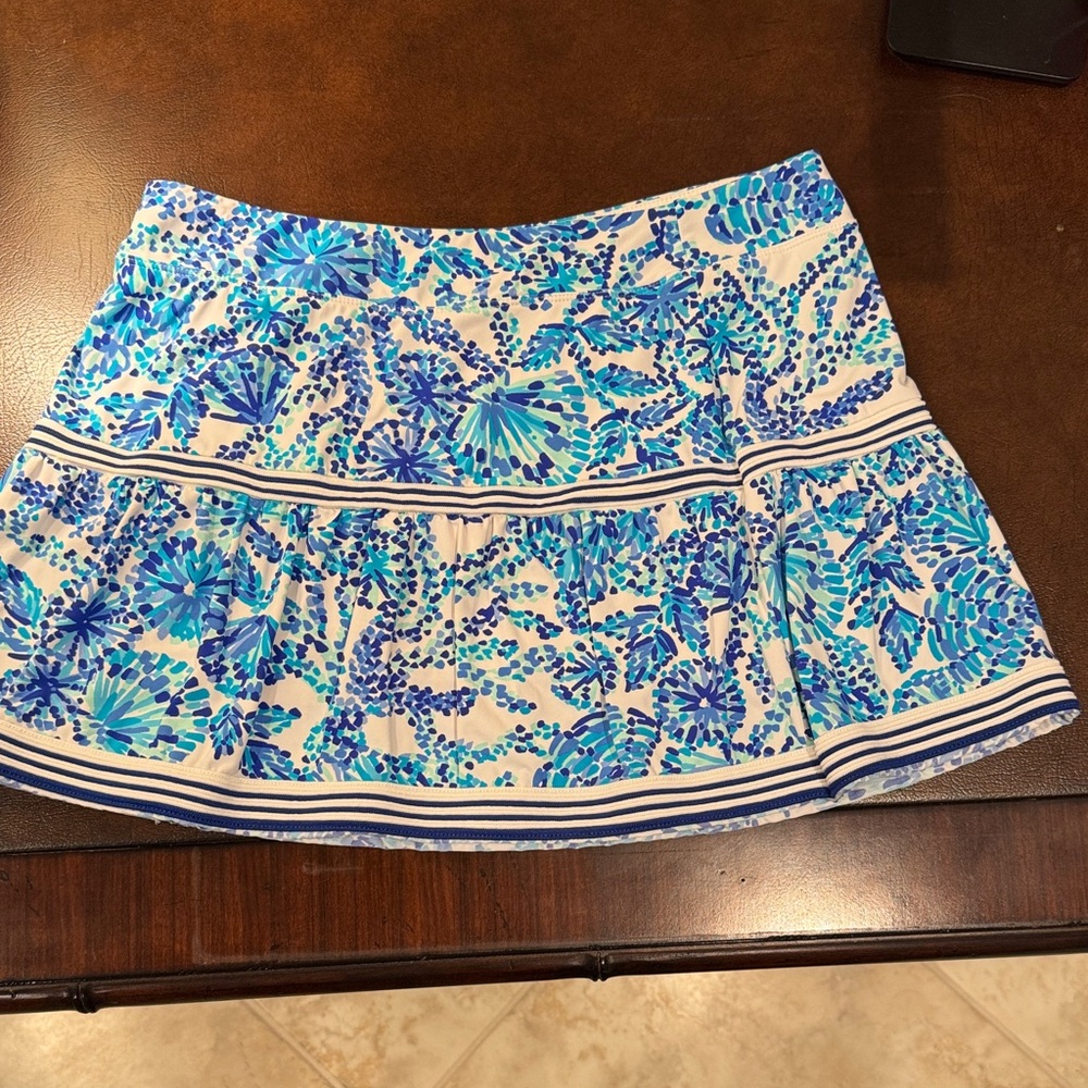 Lilly Pulitzer Blue and White Floral Mini Skirt